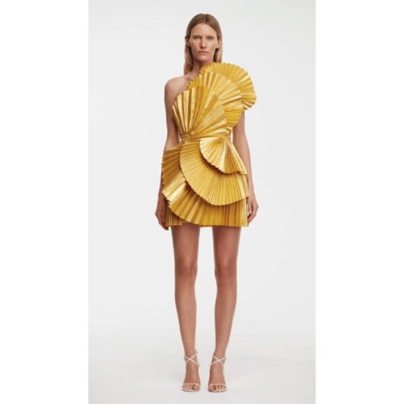 ACLER ABBOTSFORD GOLD MINI DRESS - Size 8 - Picture 4 of 11